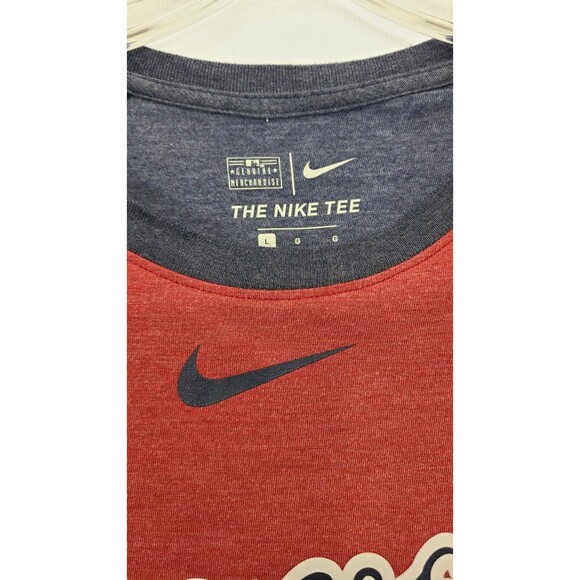 Nike Atlanta Braves Mens Large Red Blue Baseball Raglan 3/4 Sleeve Shirt EUC - Picture 2 of 3